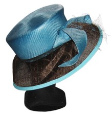 CHAPEAU taille S / M pour femme mariage turquoise marron ALEXANDRE créations neu