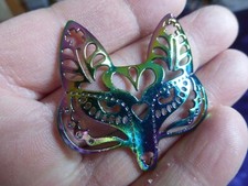 Pendentif tête de loup Couleur argent tibétain bleu rose doré 4.8 cm N° 2605