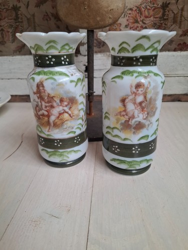 Vases opaline blanche - en,