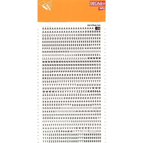 Lettres chiffres noirs - -,