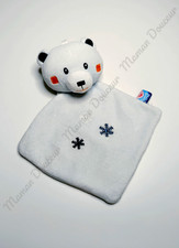 Doudou Plat Ours Bleu Clair