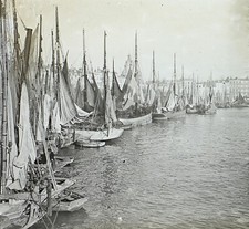 FRANCE La Rochelle Voiliers c1910 Photo Stereo Plaque de verre Vintage V36L11n 