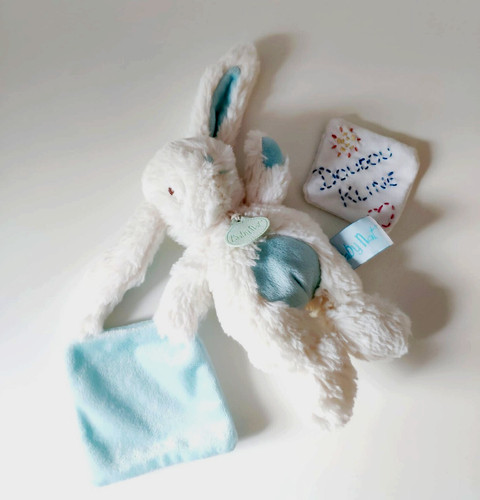 Peluche doudou plat lapin - plat,