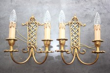 anciennes appliques bronze doré  et pampilles style Louis XV rocaille