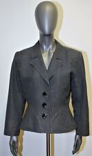 SAINT LAURENT VARIATION vintage 80 jacquard fabric fitted black jacket 42FR 10US