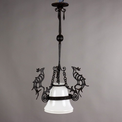 Lustre ancien fer - forgé, verre