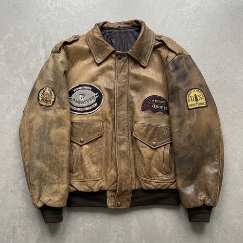 Blouson cuir aviateur - , vintage