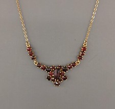 9125211 Vieux Collier Grenat Tombak Doré L42cm