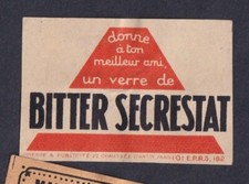 Ancienne étiquette Allumettes France BN142421 Bitter Secrestat Années 30