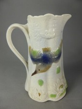 BEAU PICHET OISEAU HIRONDELLE CRUCHE CERAMIQUE BARBOTINE JUG BIRD CERAMIC 970