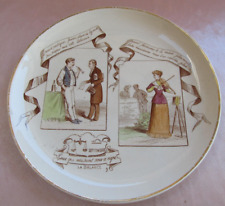 Assiette parlante polychrome faïence Creil Montereau Horoscope Septembre Balance