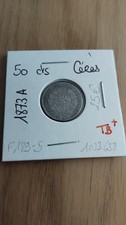 Pièce de 50 centimes argent cérès - 1873 A - TB