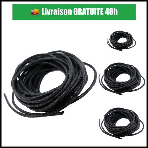 Cordon coton ciré noir bijoux