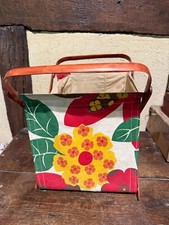 Boite à couture pliante panier à laine Art Déco en bois et tissu