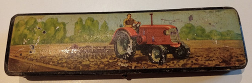 Ancien plumier decor tracteur - decor,