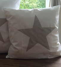 1 Housse de Coussin Style Maison de Campagne Étoile Blanc/Sable 50x50cm