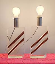 Lampes années 70 en plexiglass et loupe de bois - Voir descriptif