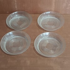 4 Assiettes Creuses En Verre Duralex Transparent À Rayures Motif Fleur 