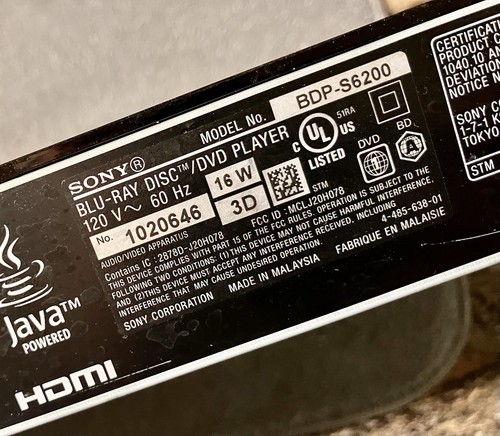 Sony bdp s6200 blu ray - sony, blu-ray
