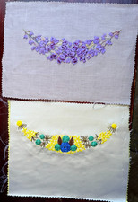 TEXTILE - BRODERIE à incruster 2 MOTIFS sur toile de lin ou satin - ruban