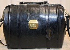 Sac Bandoulière Mallette Valise Docteur NEUF cuir noir vintage années 70/80