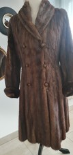 Manteau en véritable fourrure Vison marron Vintage T 40. Longueur 105 cm. 