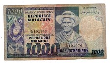MALGACHE MADAGASCAR Billet 1000 FRANCS  1974 P65 LEMUR BON ETAT