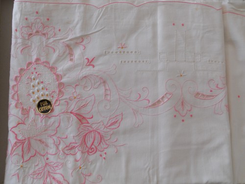 Drap brodé rose sissi - drap,