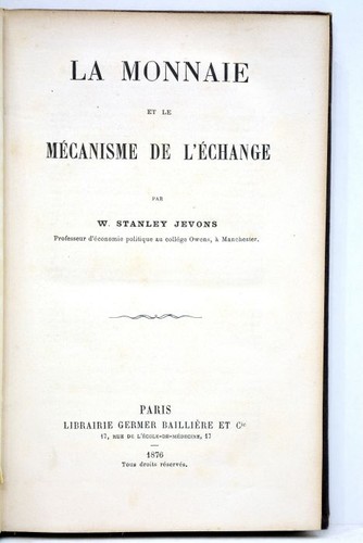 Livre ancien jevons monnai - livre,