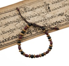 Bracelet Bouddhiste  Perles plates en bois multicolore  Ø 7 mm Fait Népal # 4142