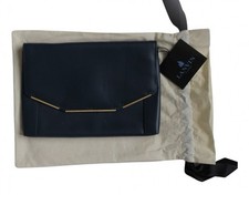 Lanvin Pochette Enveloppe Bleu Nuit. Canard. En Cuir Très Bon État 