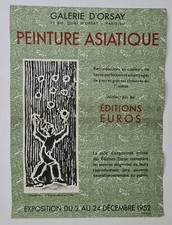 Peinture asiatique 1952 Affiche Originale Exposition Asie Gravure
