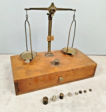 BALANCE Trebuchet + 8 Poids Instrument Pesage Bijoutier Commerce Bois E36