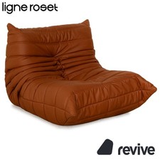 Ligne Roset Togo Fauteuil En Cuir Textil Vegan Marron Cognac Neuf