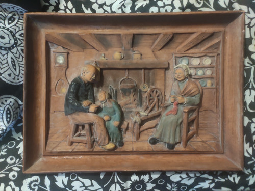 Tableau sculpté bois - , en