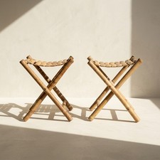 Paire tabourets pliants bambou