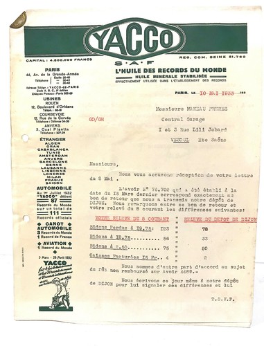 Ancien document huile yacco - ancien,