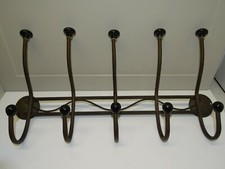 PORTE MANTEAU MURAL 5 CROCHETS & PORTE CHAPEAUX métal peint & céramique noire XX