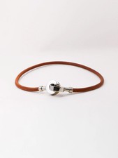 HERMES Collier Bracelet Lancelot cuir marron