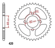 Roue a Chaîne 52 Dents (Chaîne 420) pour Yamaha DT 80 M 80-82