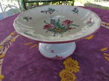 Compotier Coupe sur Pied Demi Porcelaine KG Lunéville Réverbère Floral Coloré