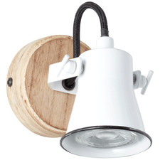 Applique Murale Spot Seed Blanc Bois/Métal Max. 5W GU10 Sans Source Lumineuse