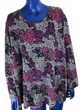 Haut Femme Fleuri Manche Longue 100% Coton Occasion Top Qualité Taille 58/60 FR