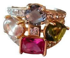   Elégante bague  italienne  argent 925 plaqué or 18k  tourmalines  poids 8.4g