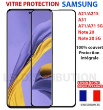 Protection écran Samsung A21S A31 A71 Note 20 verre trempé intégrale