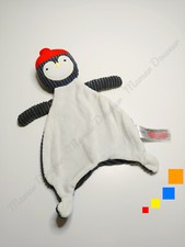 Doudou Plat/Mouchoir Pingouin Gris Anthracite Blanc Bonnet Rouge - Primark Baby