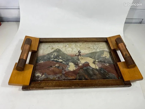 Ancien plateau bois vintage - ancien,