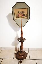 Rare Ancien Très Joli Pare Étincelle Pare Feu de Cheminée Antique Tripode Bois 