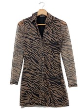 STRADIVARIUS Robe chemise Dames Robe T EU 36 brun-noir style décontracté