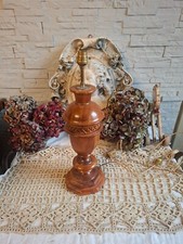 Pied de lampe en bois tourné signé déco vintage